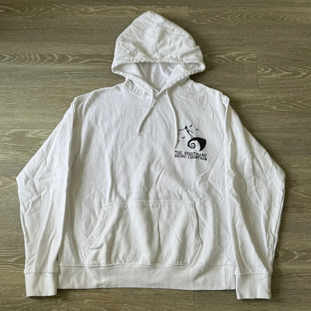 Disney‎ Nightmare Before Christmas White Pullover Hoodie Womens Large